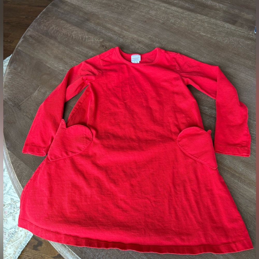 Hanna Andersson Bright Red Tunic Dress with Heart pockets